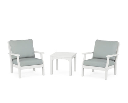 Martha Stewart by POLYWOOD® Chinoiserie 3-Piece Deep Seating Set in White / Spa