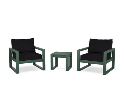 POLYWOOD® EDGE Sectional 3-Piece Deep Seating Set in Green / Midnight Linen