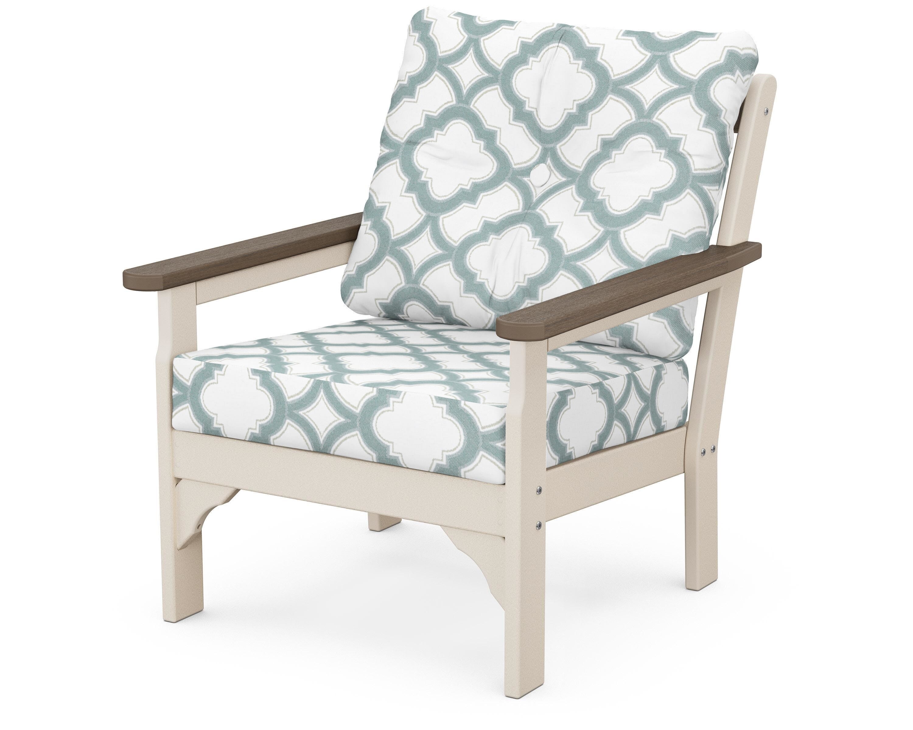 POLYWOOD® Vineyard Deep Seating Chair in Sand / Kona / Trellis Glacier Spa