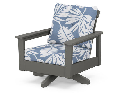 POLYWOOD® Prescott Deep Seating Swivel Chair in Slate Grey / Leaf Sky Blue