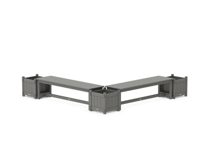 POLYWOOD® 60" Vineyard L- Shaped Planter Bench Corner Set in Slate Grey