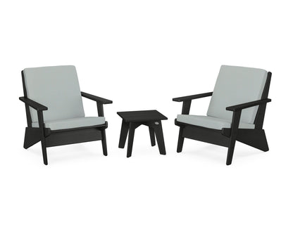 POLYWOOD® Riviera Modern Lounge 3-Piece Set in Black / Spa