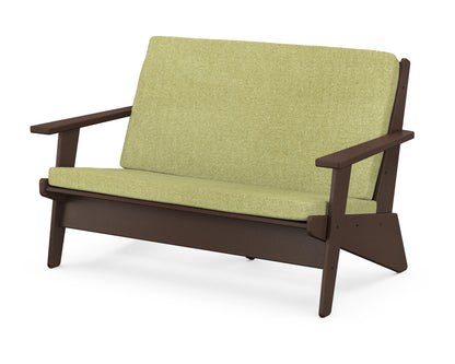 POLYWOOD® Riviera Modern Lounge Loveseat in Mahogany / Chartreuse Boucle