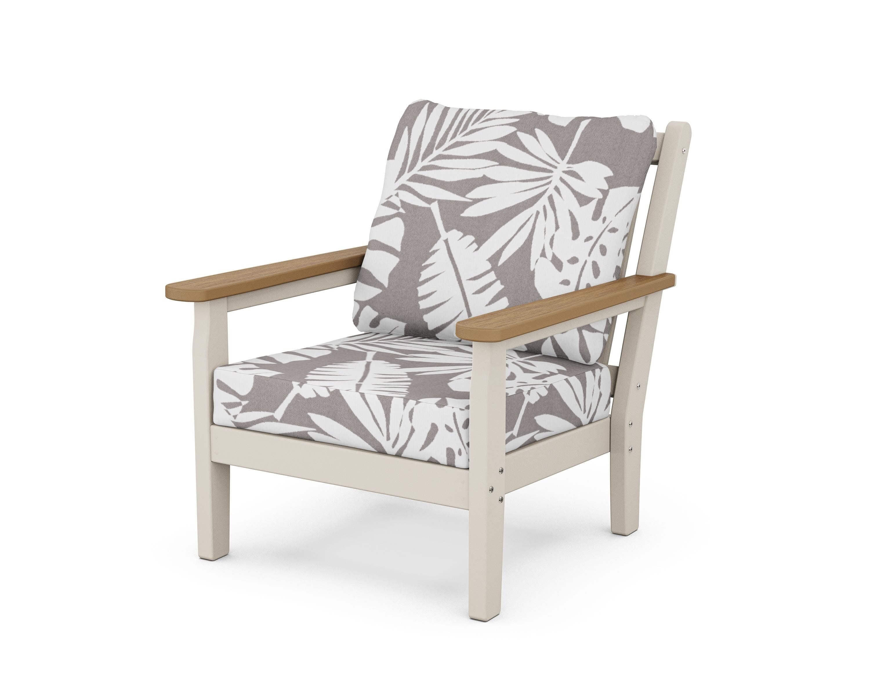 POLYWOOD® Chippendale Deep Seating Chair in Sand / Natural / Leaf Grey Mist