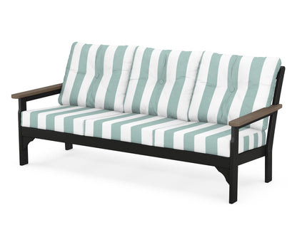 POLYWOOD® Vineyard Deep Seating Sofa in Black / Kona / Cabana Stripe Glacier Spa