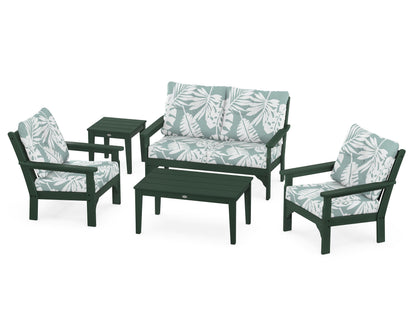 POLYWOOD® Vineyard 5-Piece Deep Seating Set in Green / Leaf Glacier Spa