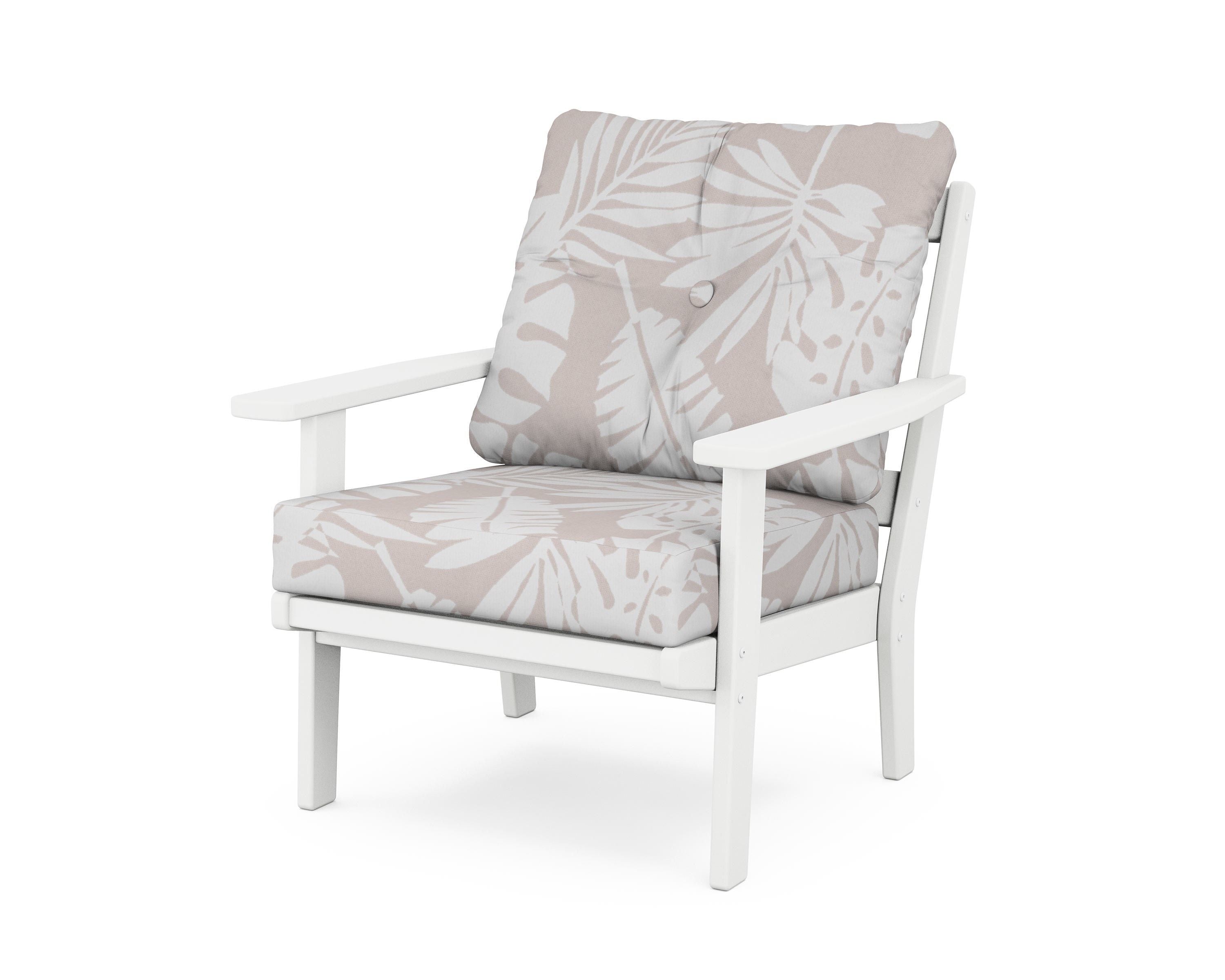 POLYWOOD® Prairie Deep Seating Chair in White / Leaf Dune Burlap