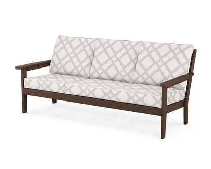 Country Living Cottage Deep Seating Sofa in Mahogany / Trellis Dune Burlap