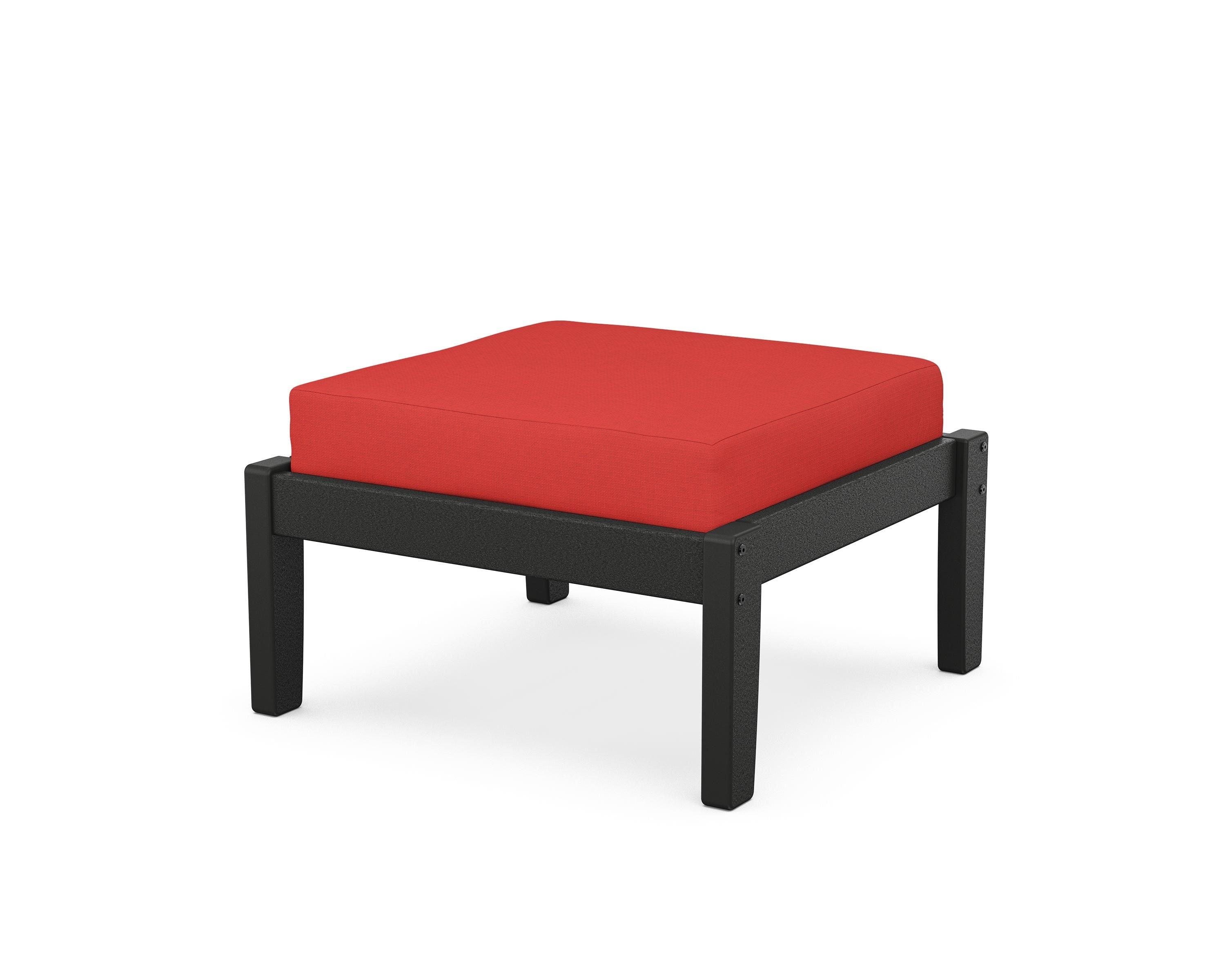 Unbranded Deep Seating Ottoman in Black / Crimson Linen