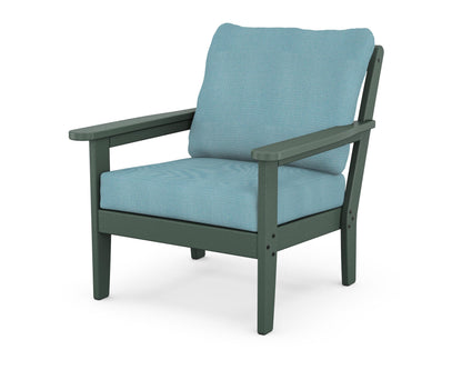 Country Living Cottage Deep Seating Chair in Green / Lattice Sky Blue