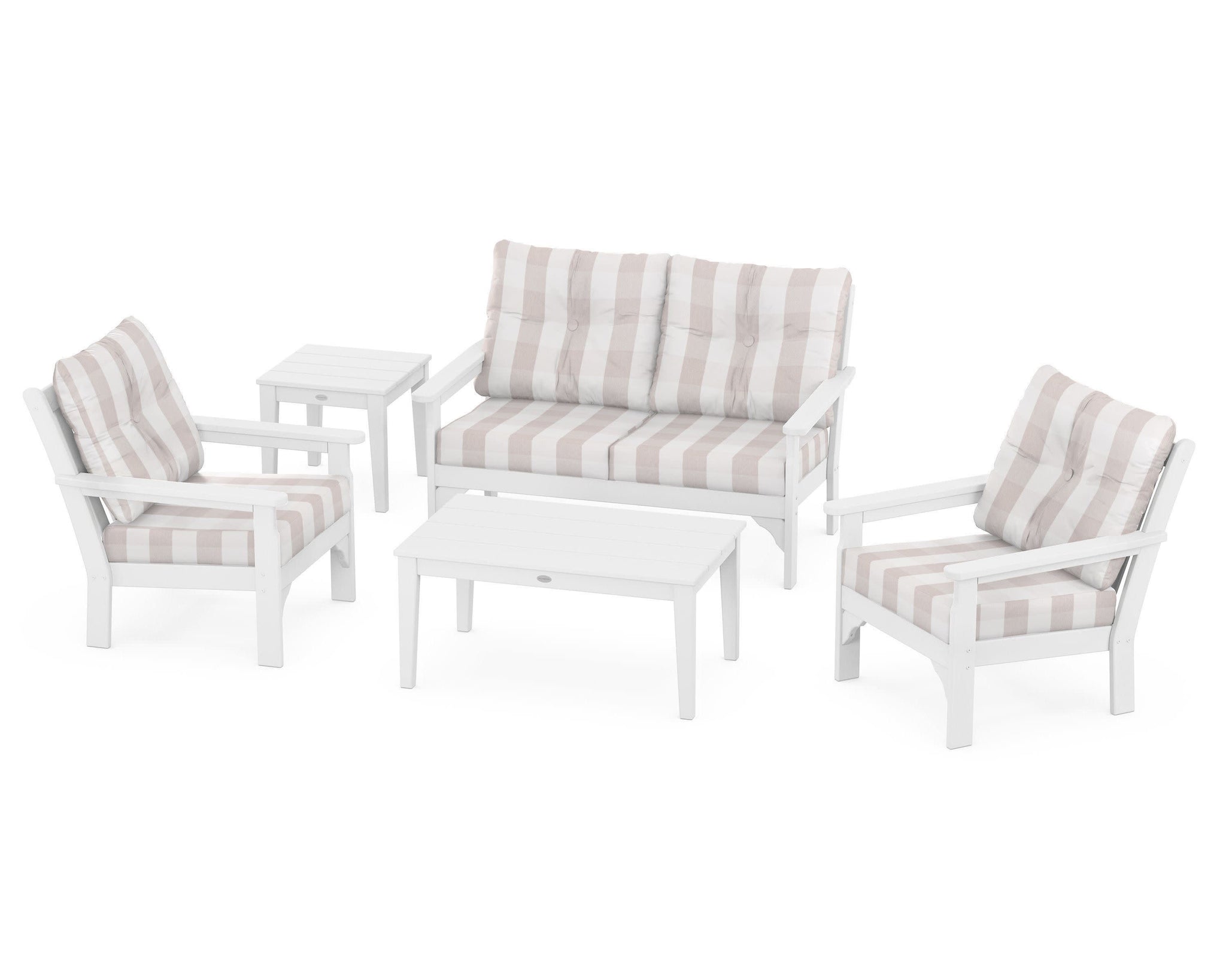 Vineyard 5 Piece Deep Seating Set - White