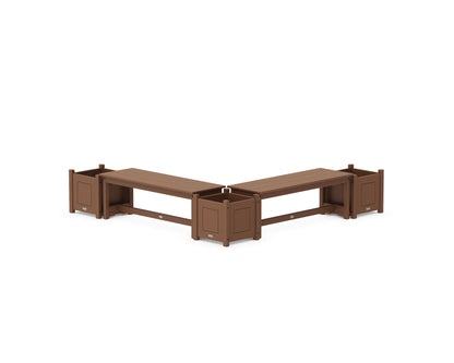 POLYWOOD® 48" Country Living L- Shaped Planter Bench Corner Set in Teak