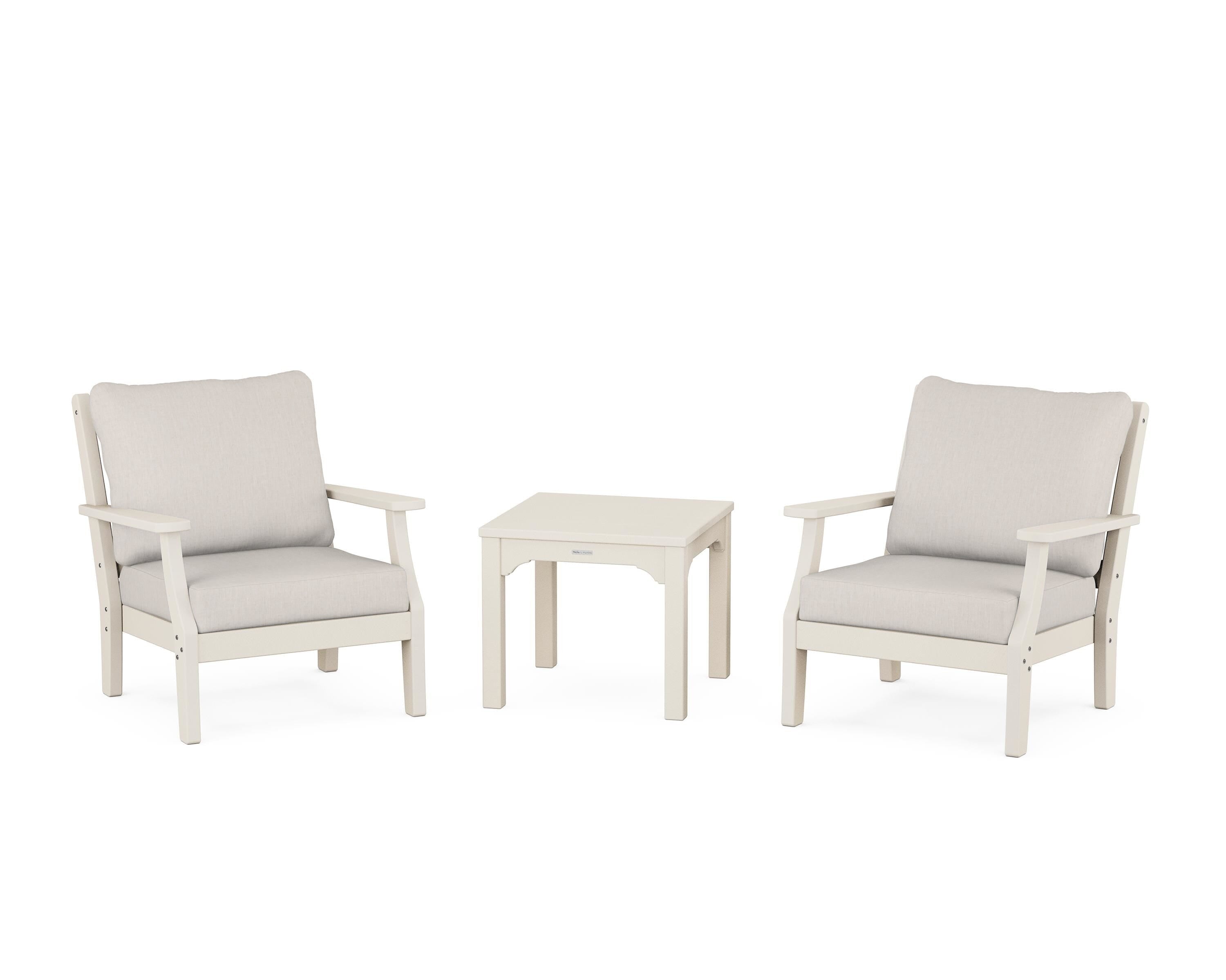 Martha Stewart by POLYWOOD® Chinoiserie 3-Piece Deep Seating Set in Sand / Cast Ash