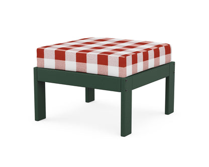 POLYWOOD® Vineyard Modular Ottoman in Green / Buffalo Plaid Crimson