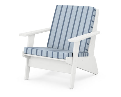 POLYWOOD® Riviera Modern Lounge Chair in White / Unwind Sky