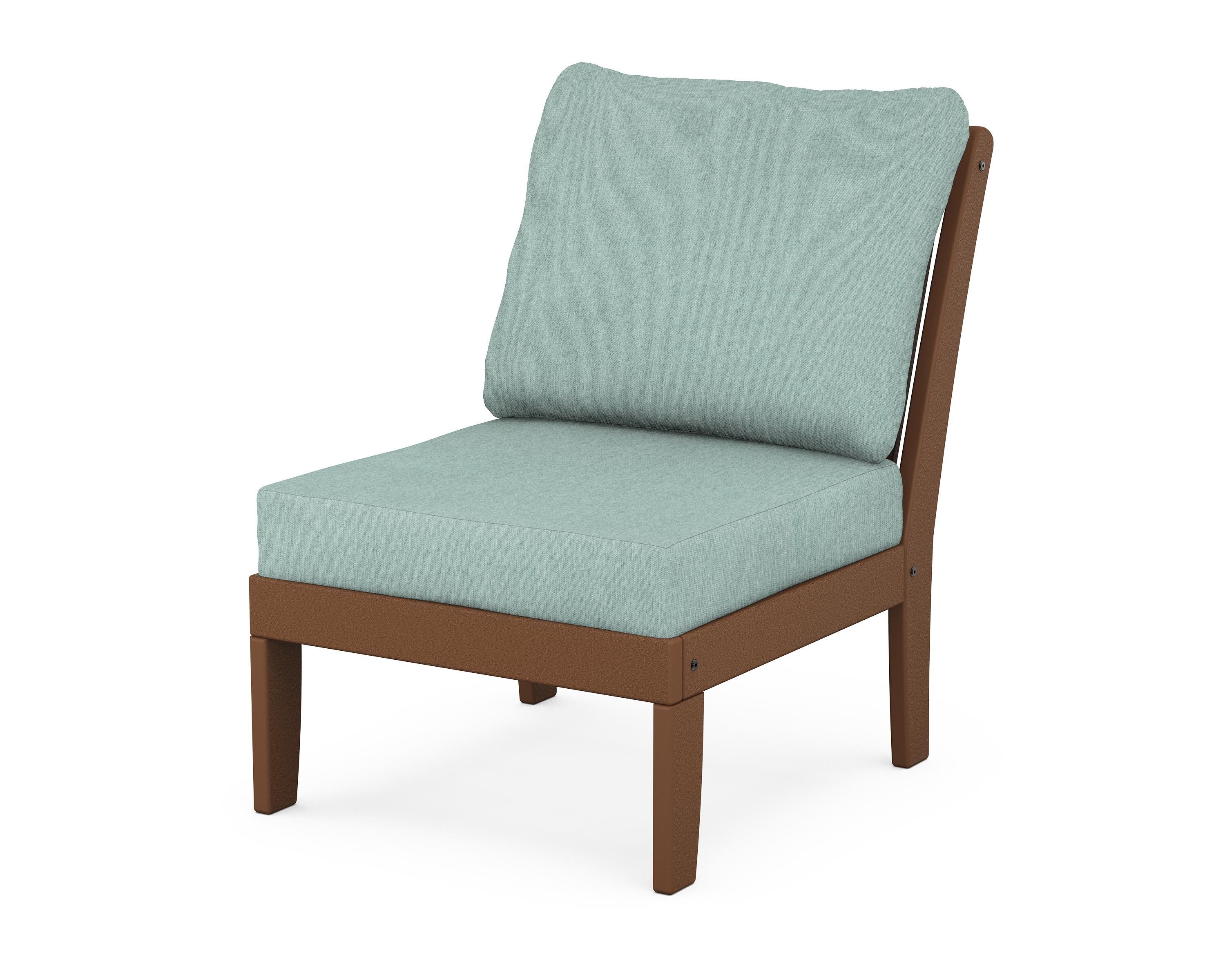 POLYWOOD® Braxton Modular Armless Chair in Teak / Glacier Spa