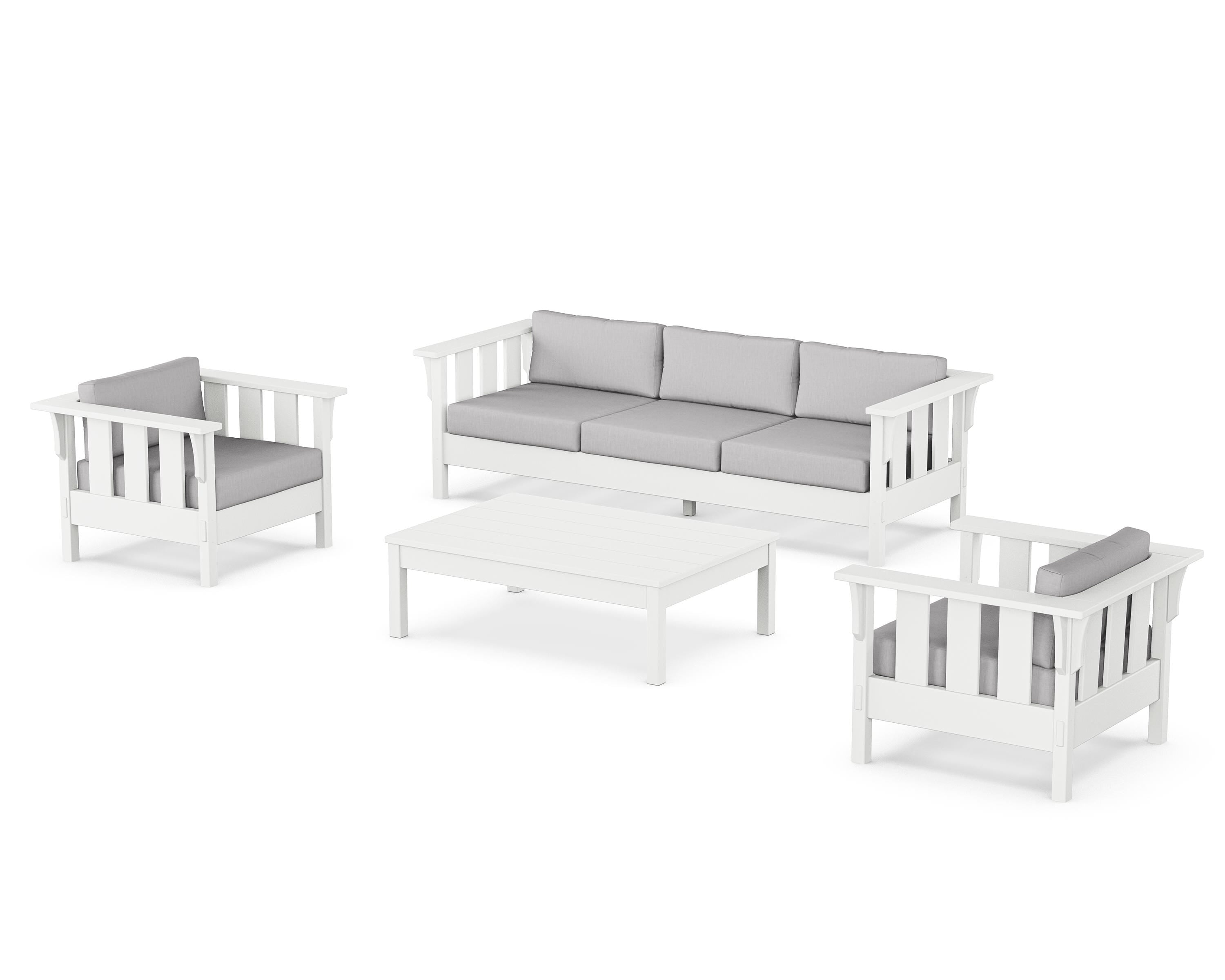 Martha Stewart by POLYWOOD® Acadia 4-Piece Deep Seating Set with Sofa in White / Granite
