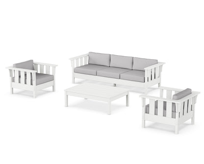 Martha Stewart by POLYWOOD® Acadia 4-Piece Deep Seating Set with Sofa in White / Granite