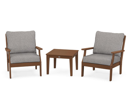 POLYWOOD® Braxton 3-Piece Deep Seating Set in Teak / Grey Mist