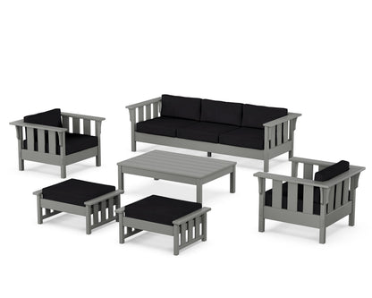 Martha Stewart by POLYWOOD® Acadia 6-Piece Lounge Sofa Set in Slate Grey / Midnight Linen