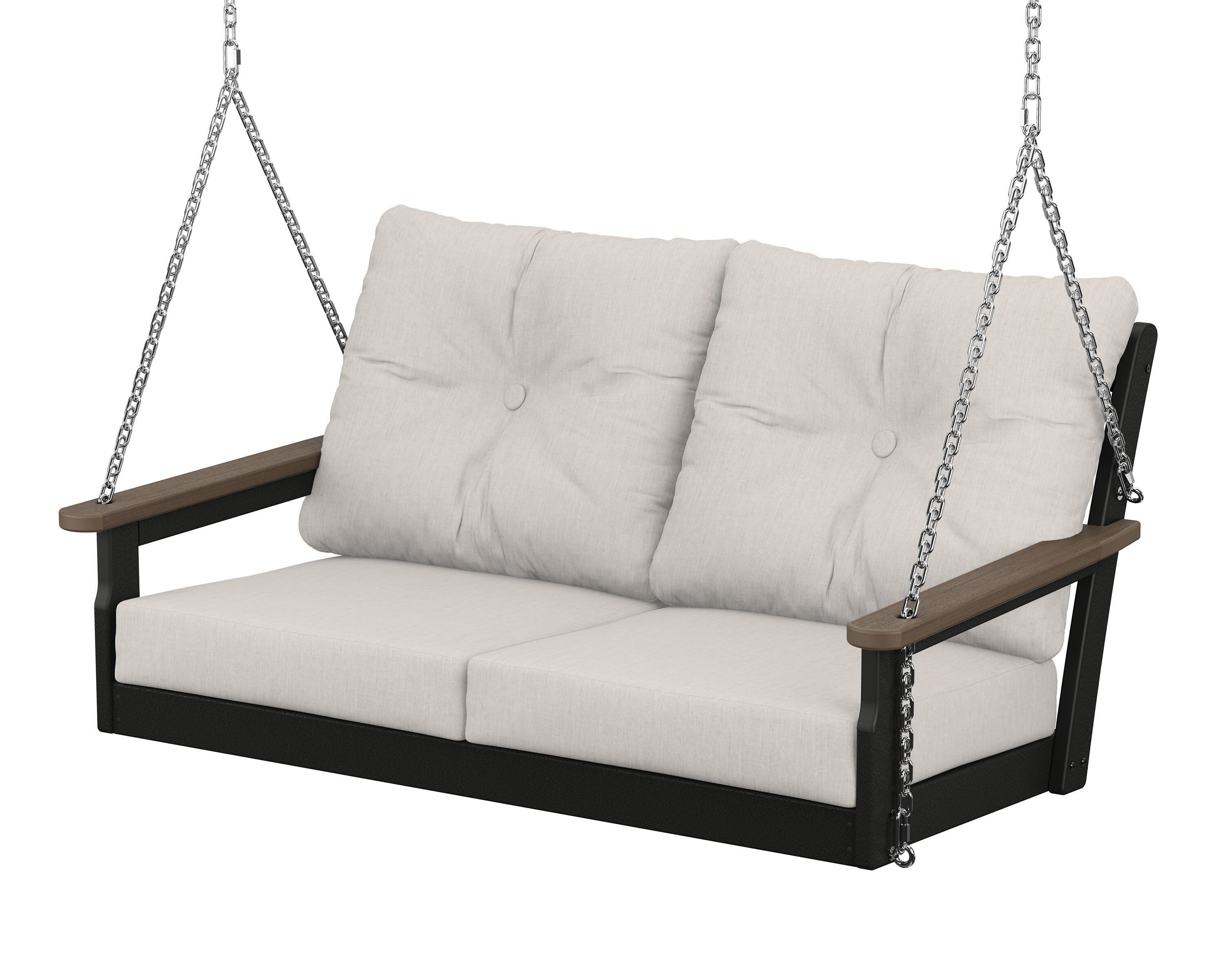POLYWOOD® Vineyard Deep Seating Swing in Black / Kona / Cast Ash
