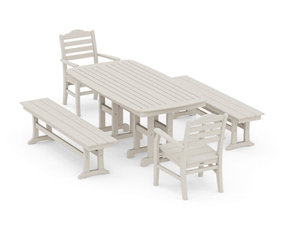 POLYWOOD® Savannah 5-Piece Dining Set with Benches in Sand