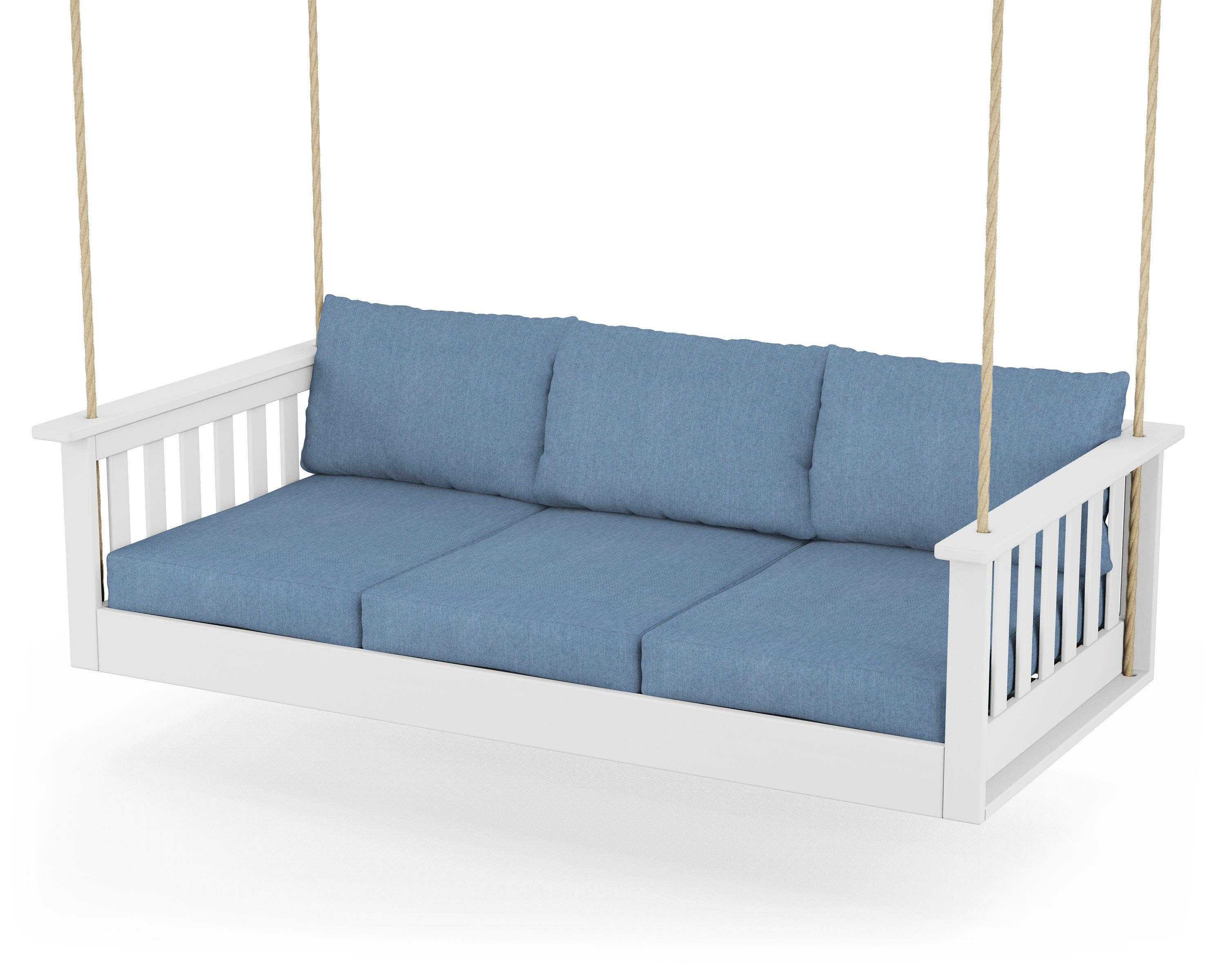 POLYWOOD® Vineyard Daybed Swing in White / Sky Blue