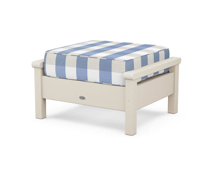 POLYWOOD® Harbour Deep Seating Ottoman in Sand / Buffalo Plaid Sky Blue