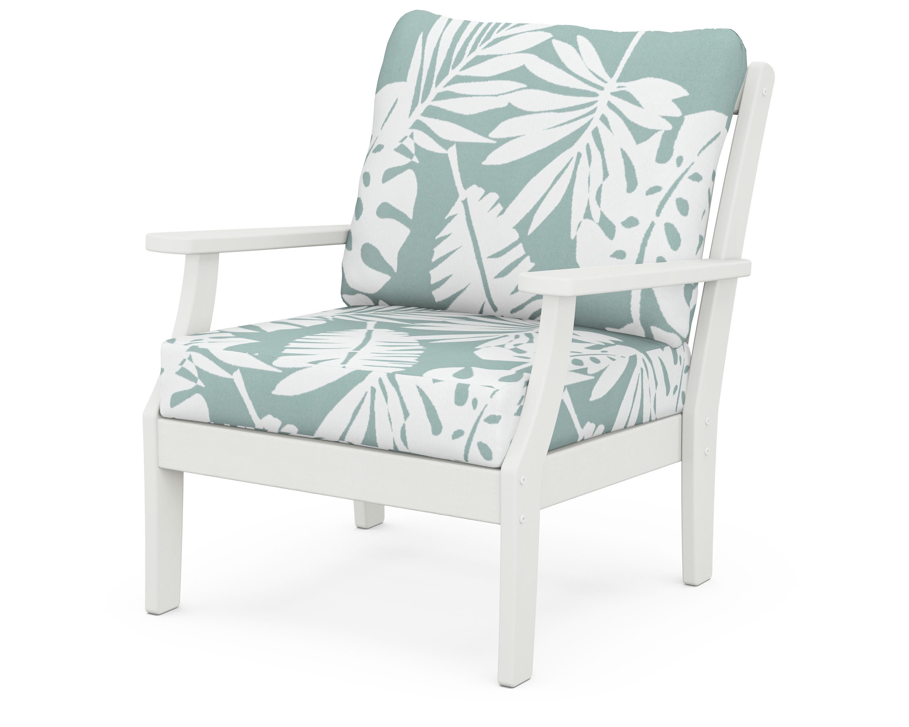 POLYWOOD® Braxton Deep Seating Chair in Vintage White / Leaf Glacier Spa