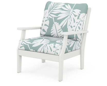 POLYWOOD® Braxton Deep Seating Chair in Vintage White / Leaf Glacier Spa