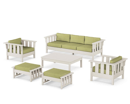 Martha Stewart by POLYWOOD® Acadia 6-Piece Lounge Sofa Set in Sand / Chartreuse Boucle