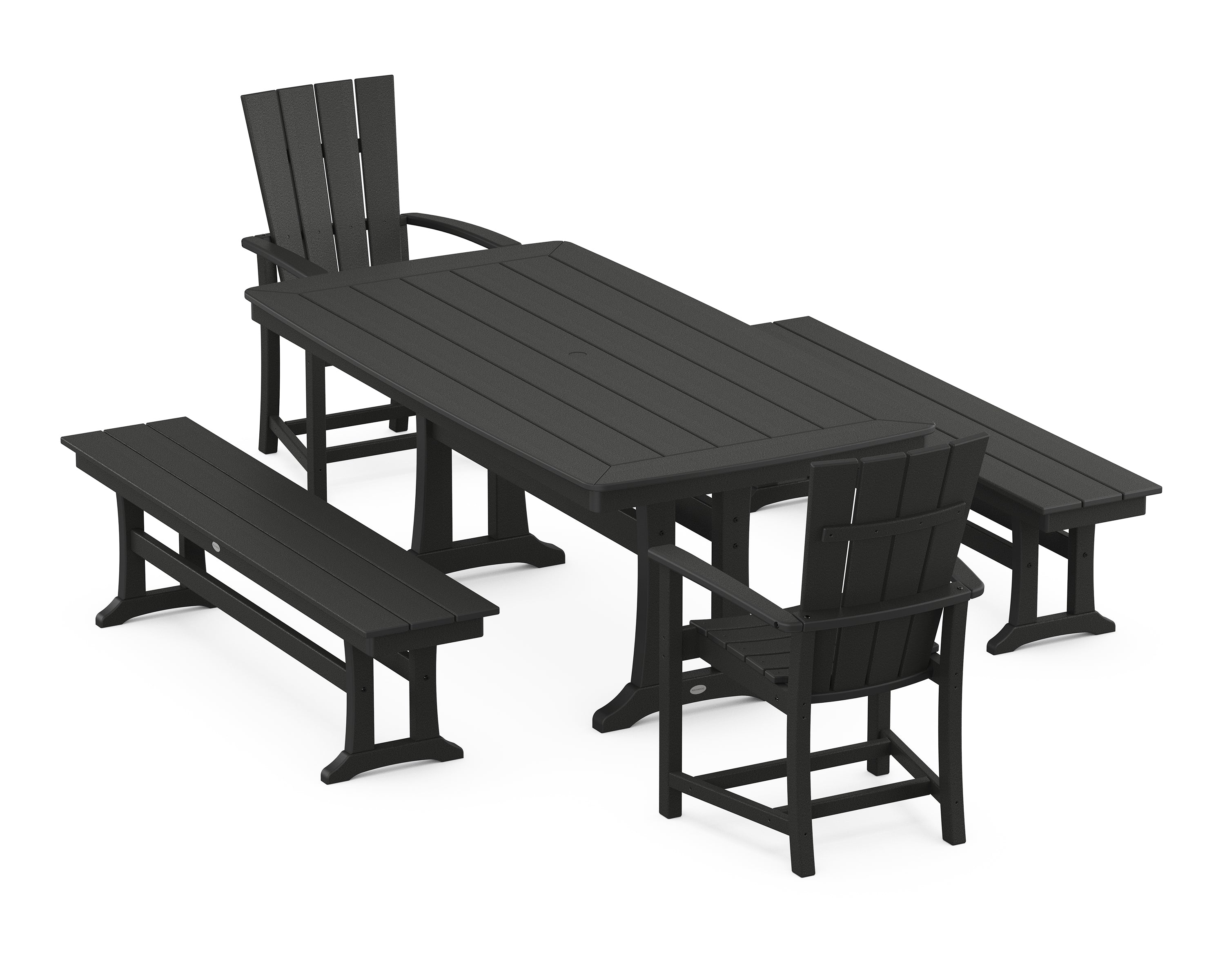POLYWOOD® Quattro 5-Piece Dining Set with Trestle Legs in Black