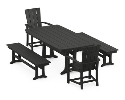 POLYWOOD® Quattro 5-Piece Dining Set with Trestle Legs in Black