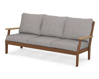 POLYWOOD® Braxton Deep Seating Sofa in Teak / Natural / Grey Mist