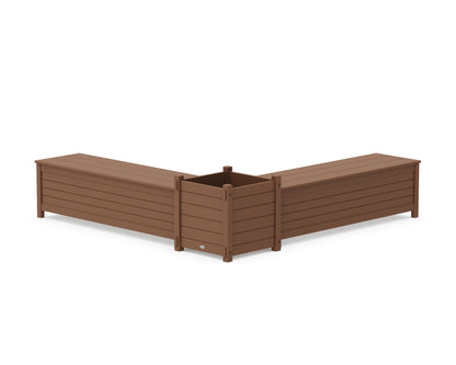 POLYWOOD® 60" Nautical L- Shaped Planter Storage Bench Set- Large in Teak