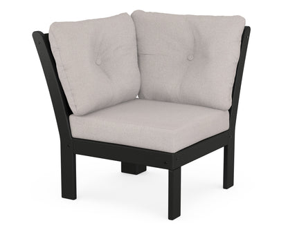 POLYWOOD® Vineyard Modular Corner Chair in Black / Dune Burlap