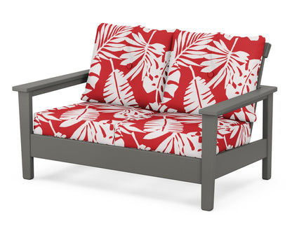 POLYWOOD® Prescott Deep Seating Loveseat in Slate Grey / Leaf Crimson