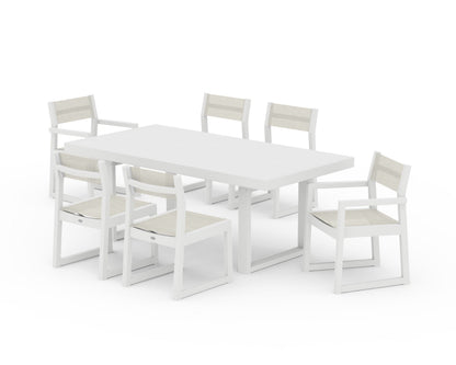 POLYWOOD® EDGE Sling 7-Piece Dining Set in White / Parchment Sling