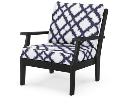 POLYWOOD® Braxton Deep Seating Chair in Black / Trellis Navy