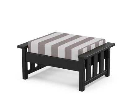 Martha Stewart by POLYWOOD® Acadia Deep Seating Ottoman in Black / Cabana Stripe Grey Mist