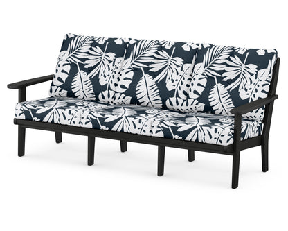POLYWOOD® Lakeside Deep Seating Sofa in Black / Leaf Marine Indigo