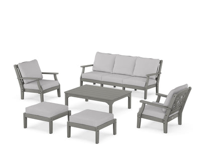 Martha Stewart by POLYWOOD® Chinoiserie 6-Piece Lounge Sofa Set in Slate Grey / Granite