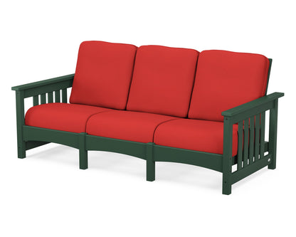POLYWOOD® Club Mission Sofa in Green / Crimson Linen