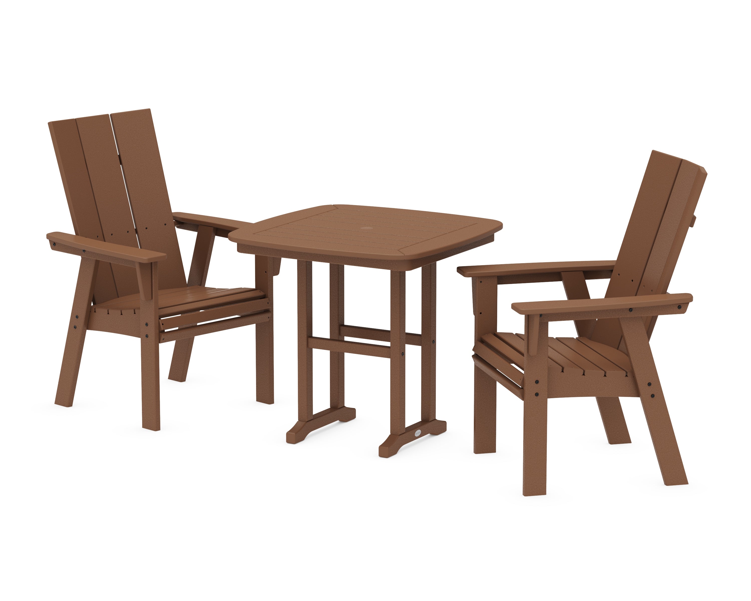 POLYWOOD® Modern Adirondack 3-Piece Dining Set in Teak