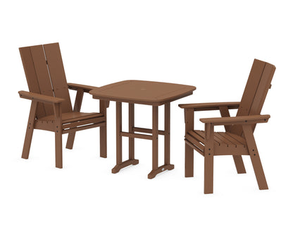 POLYWOOD® Modern Adirondack 3-Piece Dining Set in Teak