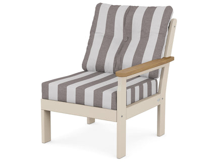 POLYWOOD® Vineyard Modular Right Arm Chair in Sand / Natural / Cabana Stripe Grey Mist