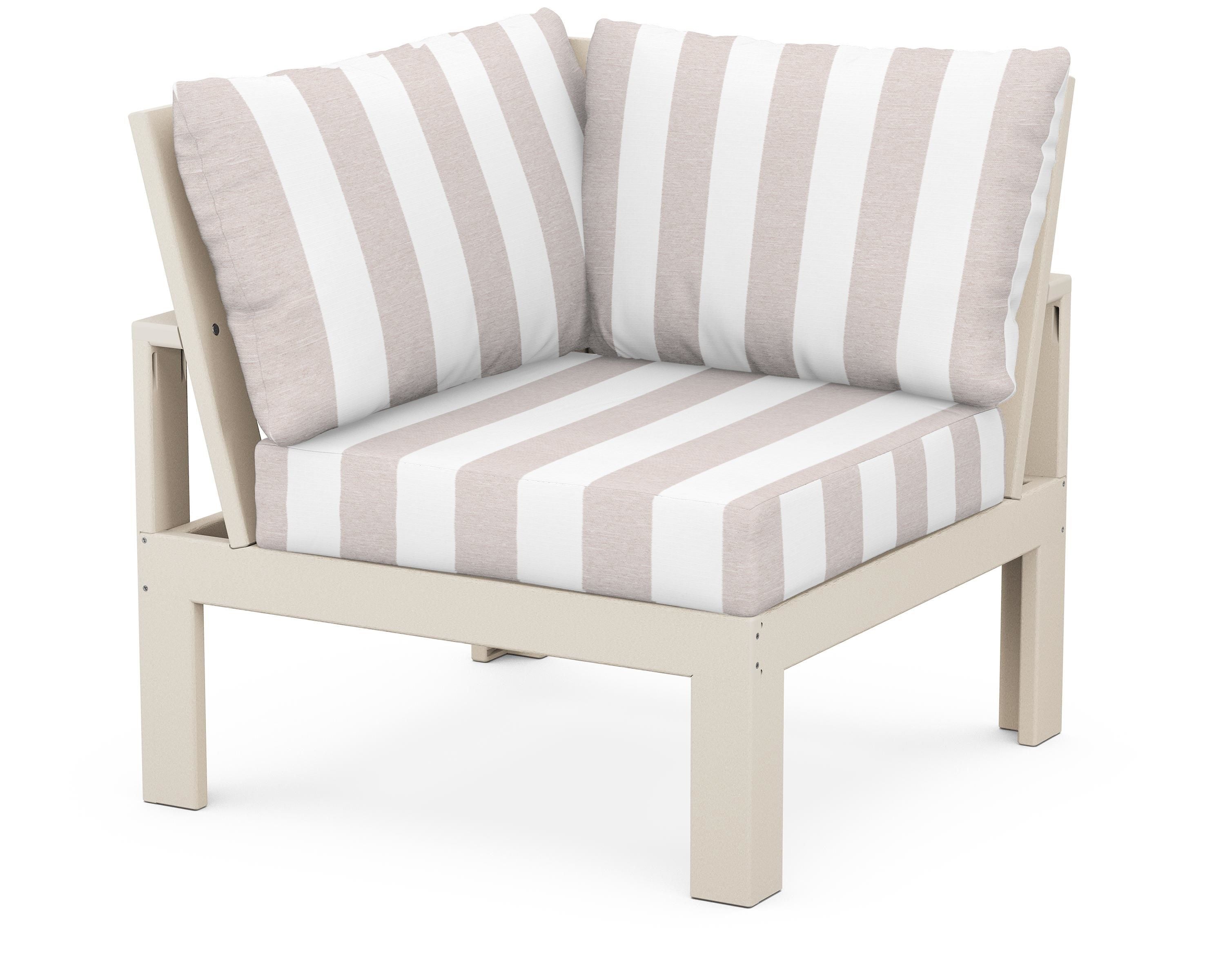 Unbranded Modular Corner Chair in Sand / Cabana Stripe Dune Burlap