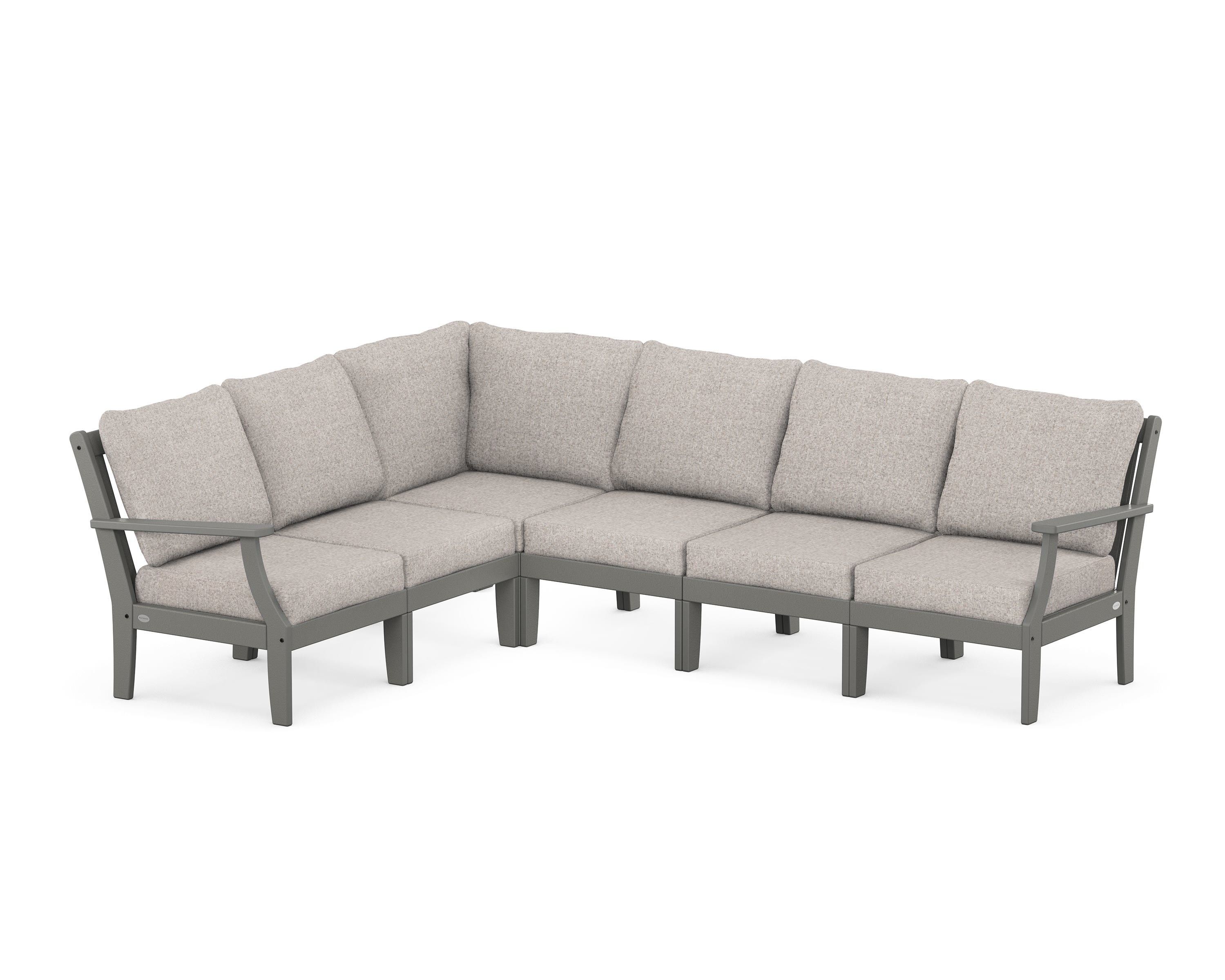 POLYWOOD® Braxton Modular 6-Piece Deep Seating Set in Slate Grey / Weathered Tweed