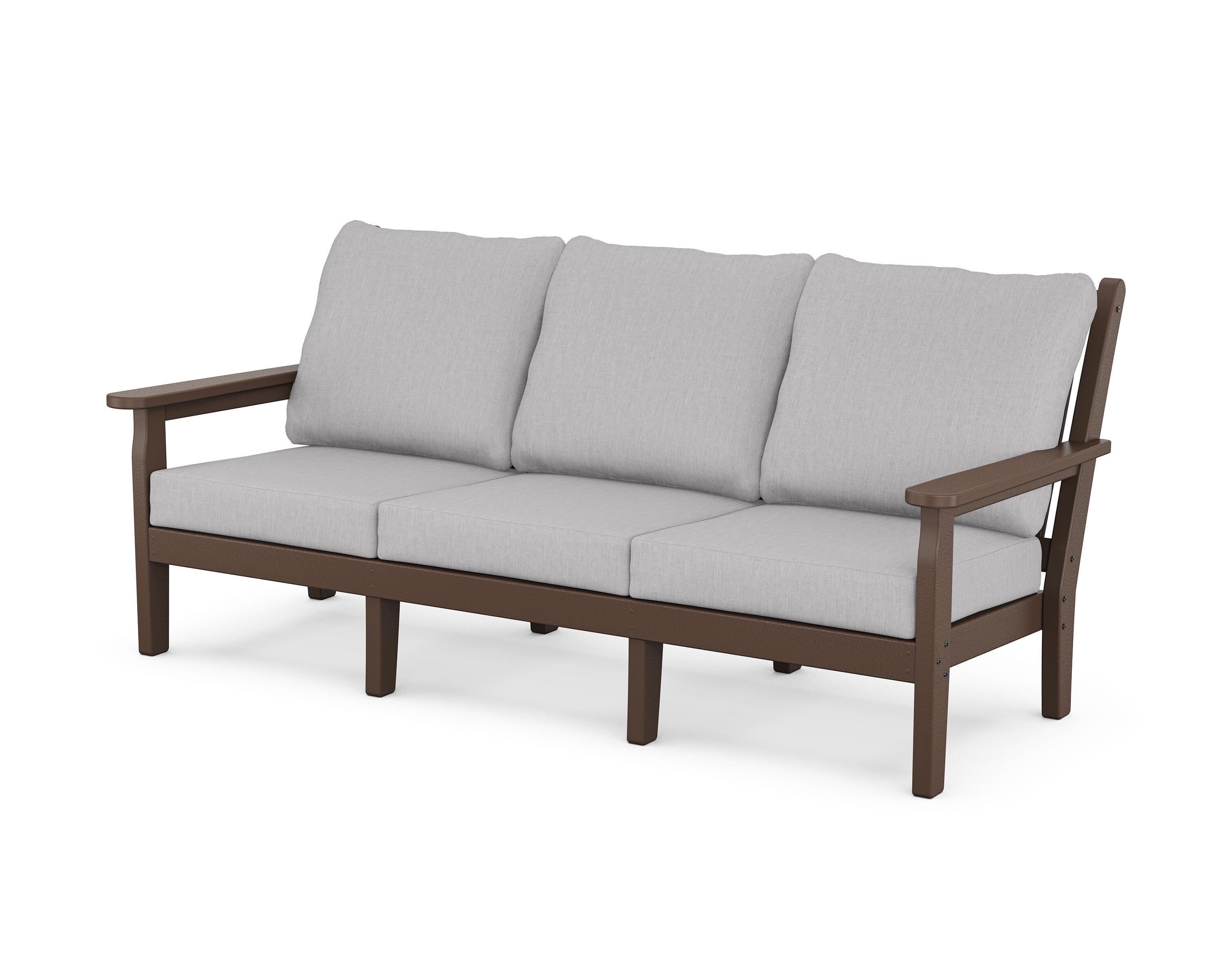 POLYWOOD® Chippendale Deep Seating Sofa in Mahogany / Granite