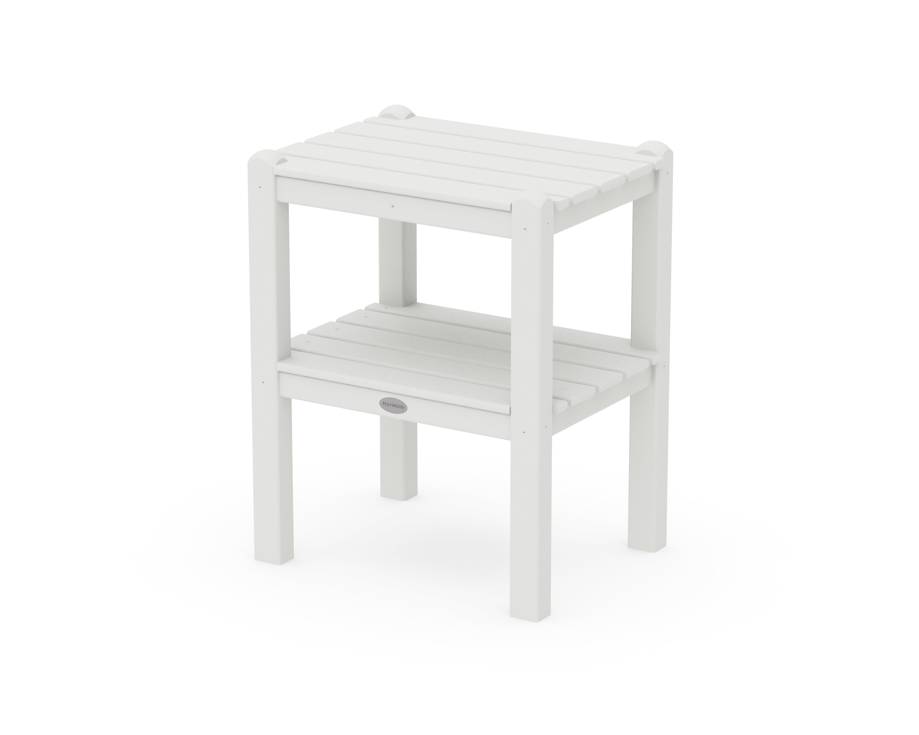 POLYWOOD® Two Shelf Side Table in White